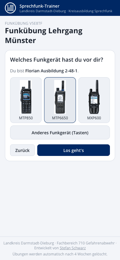 Funkgerät wählen